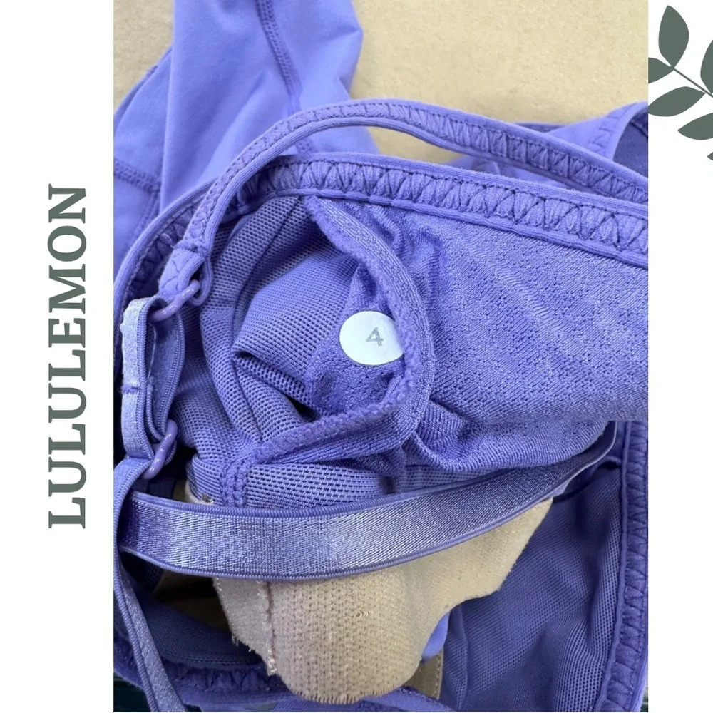 🛍️3/$40 Lululemon Purple Tank Top Built In Sports Bra Criss Cross Back Strap 4 - Picture 6 of 8